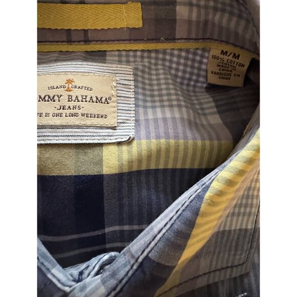 Tommy Bahama Men's 100% Cotton Dress Shirt L/S Blue Madras Tommy Bahama Medium - Picture 4 of 4